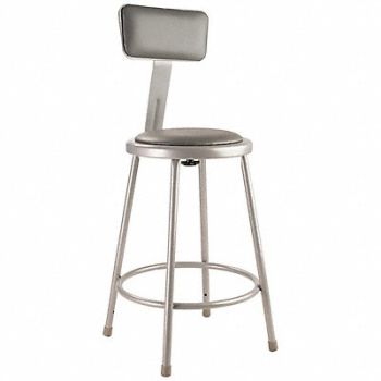 NATIONAL PUBLIC SEATING Round Stool Welded Tube Leg Gray 37 H, 9AEL7