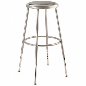 NATIONAL PUBLIC SEATING Round Stool Adjustable Legs Gray 25 H, 9WZZ2