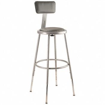 NATIONAL PUBLIC SEATING Round Stool Adjustable Legs Gray 38 H, 9F713