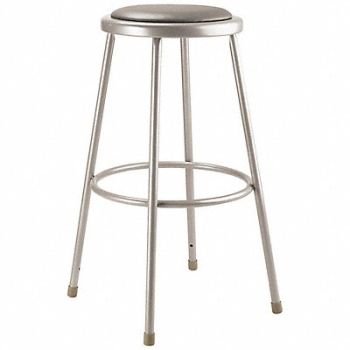 NATIONAL PUBLIC SEATING Round Stool Welded Tube Leg Gray 30 H, 8CV72