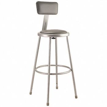 NATIONAL PUBLIC SEATING Round Stool Welded Tube Leg Gray 43 H, 8CV34