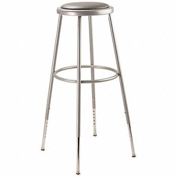 NATIONAL PUBLIC SEATING Round Stool Adjustable Legs Gray 31 H, 9AEL6