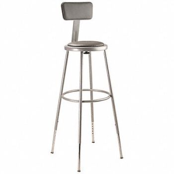 NATIONAL PUBLIC SEATING Round Stool Adjustable Legs Gray 44 H, 8CV35