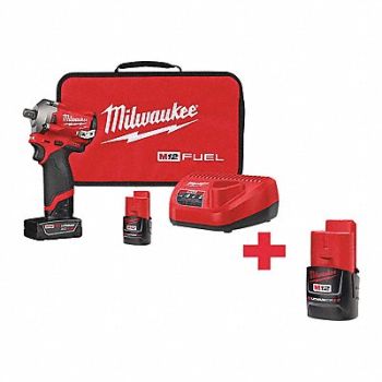 MILWAUKEE Impact Wrench Cordless Compact 12VDC, 643F64