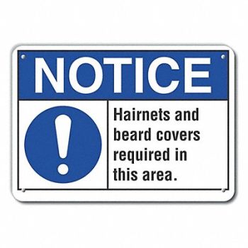 LYLE Rflctv Hair Coverage Notice Sign 10x14in, 64MK21