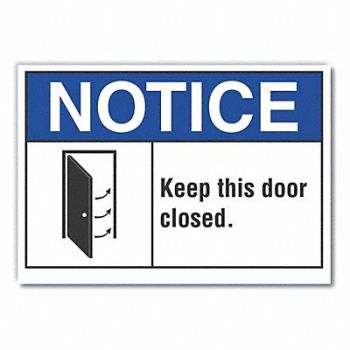 LYLE Door Instruction Notice Label 3 1/2x5in, 64MK48