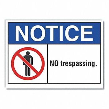 LYLE No Trespassing Notice Rflct Lbl 5inx7in, 64MK97