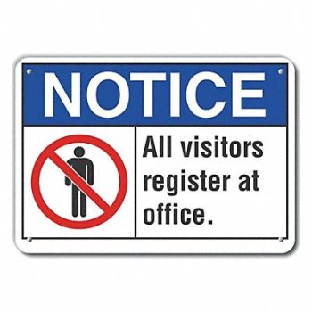 LYLE Rflctv Visitors Notice Sign 10x14in Alum, 64ML18
