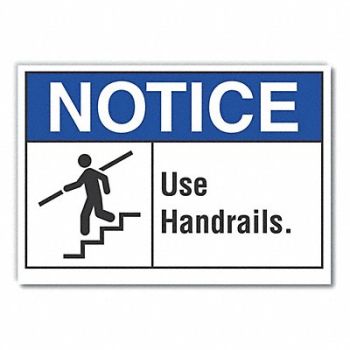 LYLE Handrail Notice Rflct Label 5inx7in, 64MM19