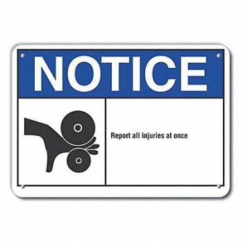 LYLE Plastic Accdnt Report Note Sign 10x14in, 64NL55