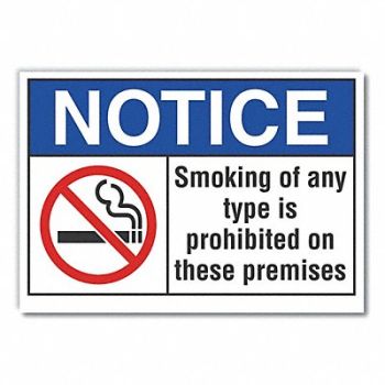 LYLE No Smoking Notice Rflctv Label 5inx7in, 64MM67