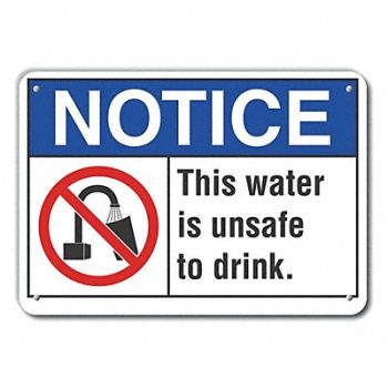 LYLE Potable Water Notice Sign 10x14in Plstc, 64NL63