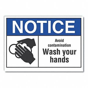LYLE Wash Hands Notice Reflective Label 5x7in, 64MN04