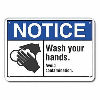 LYLE Rflct Wash Hand Notice Sign 10x14in Alum, 64MN12