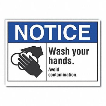 LYLE Wash Hands Notice Reflective Label 5x7in, 64MN16