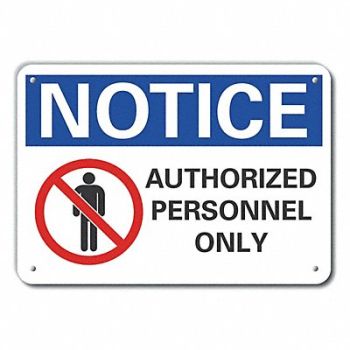 LYLE Auth Personnel Note Sign 10x14in Plastic, 64NL87
