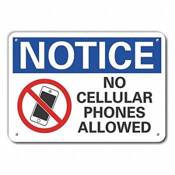 LYLE Plastic No Phone Notice Sign 10x14in, 64NL89