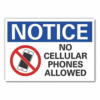 LYLE No Phone Notice Rflctv Label 10x14in, 64MP35