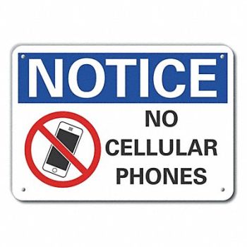 LYLE Plastic No Phone Notice Sign 10x14in, 64NL91