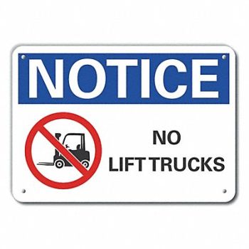 LYLE Lift Truck Trfc Note Sign 10x14in Plstc, 64NL95