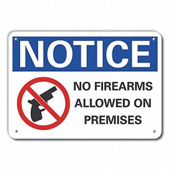LYLE Plastic No Weapons Notice Sign 7x10in, 64NL98