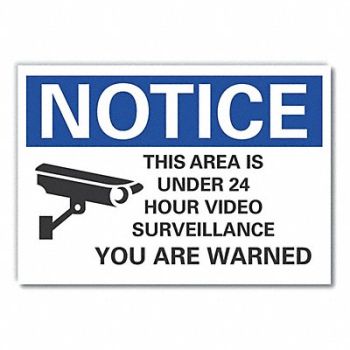 LYLE Srveillnce Notice Label 3 1/2x5in Polyes, 64MR27