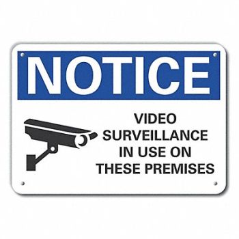 LYLE Rflctv Surveillance Notice Sign 10x14in, 64MR42