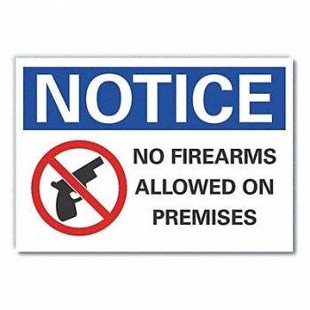 LYLE No Weapons Notice Reflective Label 5x7in, 64MR58