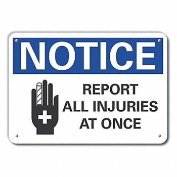 LYLE Accident Reporting Notice Sign 10x14in, 64MR60