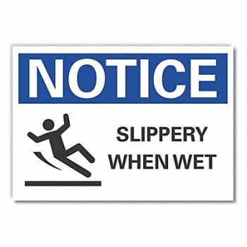 LYLE Slippery Floor Notice Rflctv Label 5x7in, 64MT31