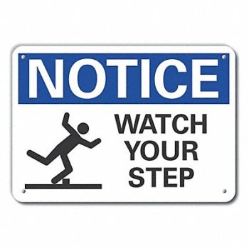 LYLE Rflctv Steps Notice Sign 10inx14in Alum, 64MT39
