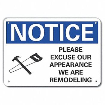 LYLE Plstc Cnstructn Area Notice Sign 10x14in, 64NM26