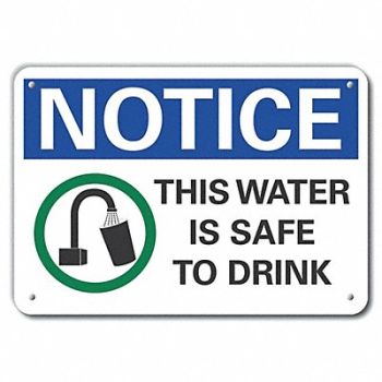LYLE Rflct Potable Water Notice Sign 10x14in, 64MT63