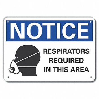 LYLE Rflct Respirator Rqrd Note Sign 10x14in, 64MU48