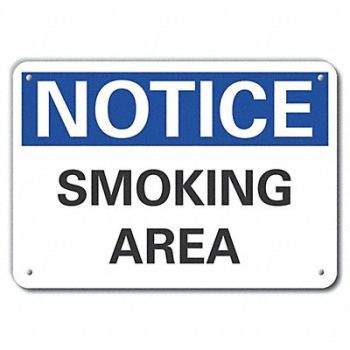 LYLE Rflct Smoking Area Notice Sign 10x14in, 64MU84