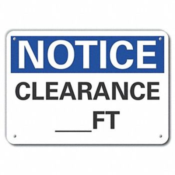 LYLE Clearance Notice Sign 10x14in Plastic, 64NM50