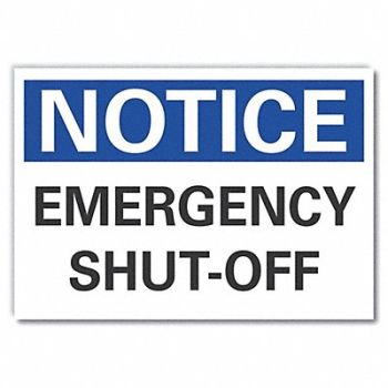 LYLE Emergency Shut Off Notice Label 5x7in, 64MW34