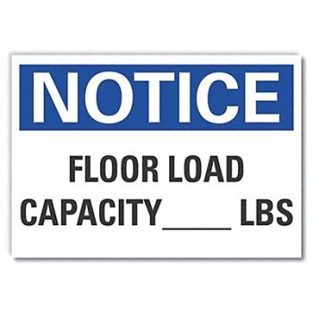 LYLE Floor Load Notice Rflct Label 3.5x5in, 64MY15