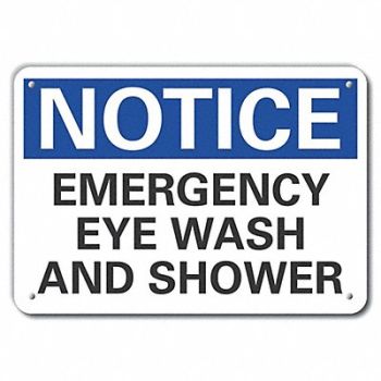 LYLE Eye Wash/Shower Notice Sign 7x10in Alum, 64MY59