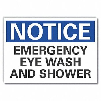 LYLE Eye Wash/Shower Notice Label 3 1/2x5in, 64MY63