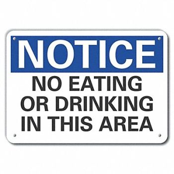 LYLE Plstc Eating Rstrctn Notice Sign 10x14in, 64NN31