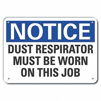 LYLE Dust Mask Notice Sign 10x14in Plastic, 64NN65