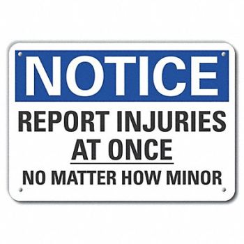 LYLE Plastic Accdnt Report Note Sign 10x14in, 64NN81