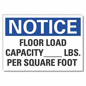 LYLE Floor Load Notice Rflct Label 3.5x5in, 64NE48