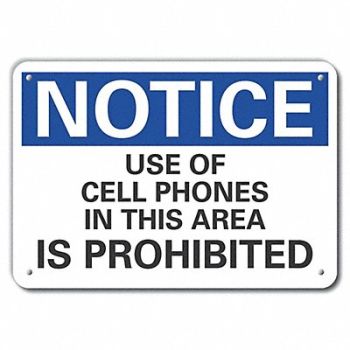 LYLE Plastic No Phones Notice Sign 10x14in, 64NN95