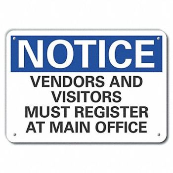 LYLE Plastic Visitors Notice Sign 10x14in, 64NP06