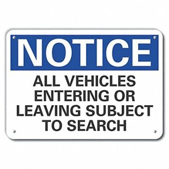 LYLE Plastic Inspection Notice Sign 10x14in, 64NP10