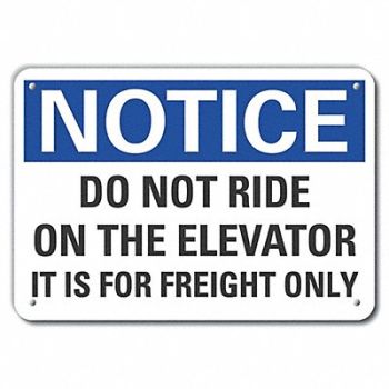 LYLE Elevator Hzrd Note Sign 10x14in Plastic, 64NP12