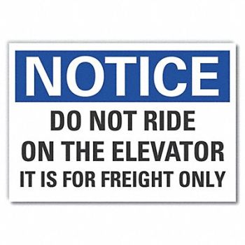 LYLE Elevator Hazard Notice Rflct Lbl 5x7in, 64NF70