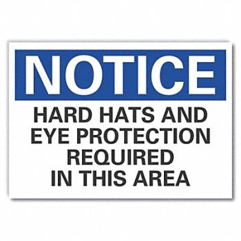 LYLE Hard Hat Notice Rflct Label 5inx7in, 64NF82